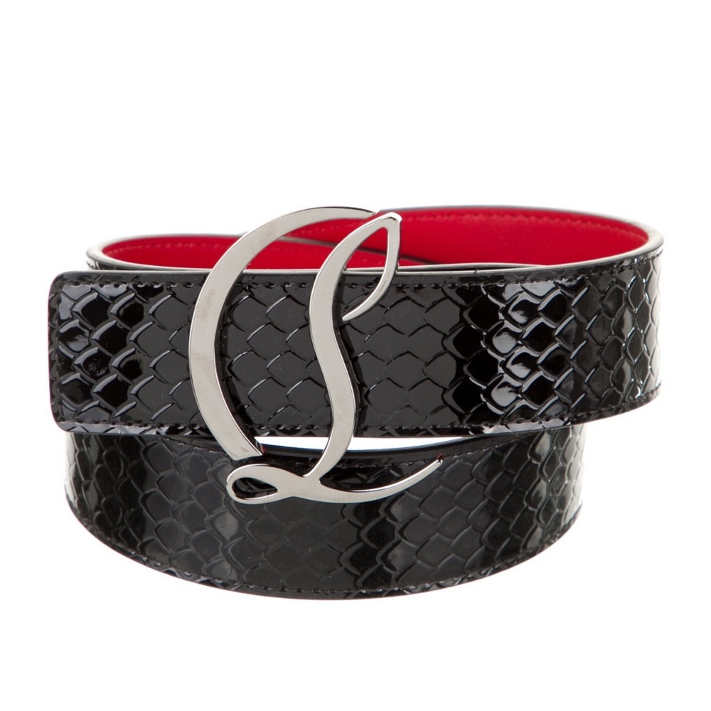 Christian Louboutin Patent Leather Snakeskin Belt